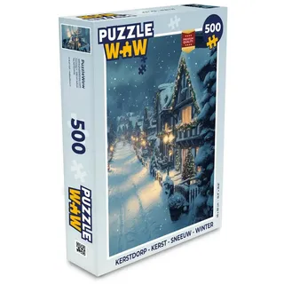MuchoWow Puzzle Weihnachtsdorf - Weihnachten - Schnee - Winter, 500 Puzzleteile, Foto-Puzzle, Bilderrätsel, Puzzlespiele, Spielzeug 34 cm x 48 cm x 2 cm | Hochformat