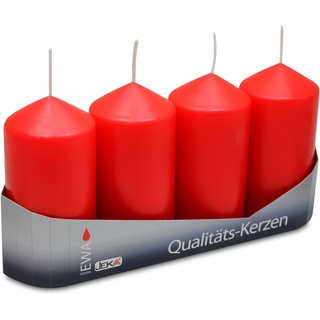 OLShop AG 3er Pack Stumpenkerzen rot, ca. 50 x 100 mm (3 x 4 Stück) Kerze Kaminkerze Laternenkerze Dekoration