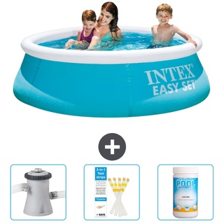 Intex runder aufblasbarer Easy Set-Pool – 183 x 51 cm – Blau – im Lieferumfang enthalten Filterpumpe für Schwimmbad - Teststreifen - Chlor