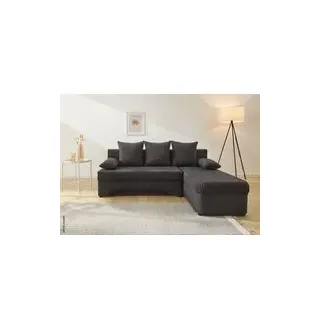 Ecksofa mit Bettfunktion und Bettkasten grau Microfaser B/H/T: ca. 191x70x142 cm - Grau