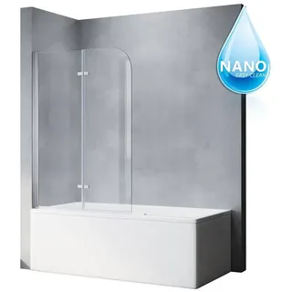 SONNI Badewannenfaltwand Badewannenaufsatz Faltwand 2-teilig 1000 x 1300 mm, NANO Glas Duschwand ESG