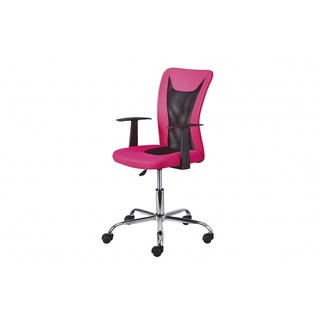 Inter Link – Kinderdrehstuhl – Bürostuhl drehbar – Ergonomischer Bürostuhl – Office Stuhl – Höhenverstellbar – Atmungsaktiv – Pink und schwarz - Donny