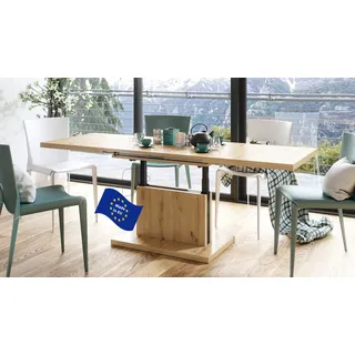 Mazzoni Aston Couchtisch ausziehbar höhenverstellbar 120/200cm in Eiche Artisan modern vielseitig Wohnzimmertisch Esstisch Beistelltisch Sofatisch platzsparend hochwertig Wohnzimmer