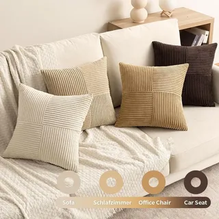 Omgoods – Set aus 4 Kissenbezügen im Corduroy-Patchwork-Design – 45x45 cm - Bunt