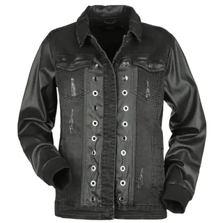 Black Premium by EMP Damen schwarze Jeansjacke mit Kunstleder Details M - M