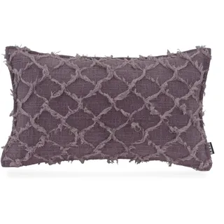 Dekokissen H.O.C.K. "Nuvole", lila (brombeere, unifarben), B:50cm H:10cm L:30cm, Baumwolle, Polyester, Dekokissen_Sitzkissen_Kissenhüllen, Sofakissen inkl. Füllung, mit Fransen, Boho-Style