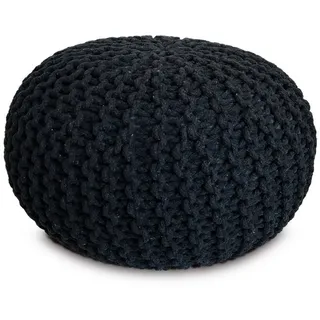 amagohome Sitzpouf Strickhocker Ø45 H30 cm Schwarz/Anthrazit