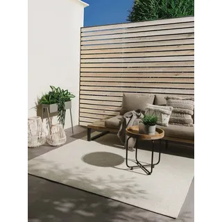 benuta Outdoorteppich Iowa, quadratisch, Höhe: 5 mm, Outdoor Teppich Garten, Terrasse, Balkon, Küchenteppich, Wetterfest weiß quadratisch | 195 cm x 195 cm x 5 mm