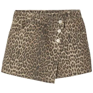 jonen Minirock Asymmetrischer Mädchen Hosenrock mit Leoprint beige 128