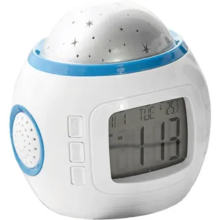 Nachtsternprojektor Mit Digitaluhr, Thermometer Und Kalender – Stimmungslicht Mit Musik Und Schlummerfunktion