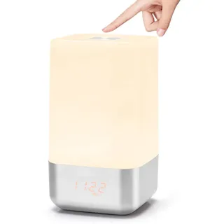 Cocoarm Sonnenaufgang Wecker mit LED-Nachtlampe, USB-Wiederaufladbar, RGB-Farbwechsel, 5 Naturgeräusche, Nachttischlampe
