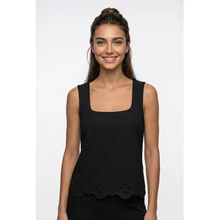 Vero Moda Spitzentop VMLOUISE SL SQUARE NECK TOP JRS Baumwolle, regular fit schwarz M (38)