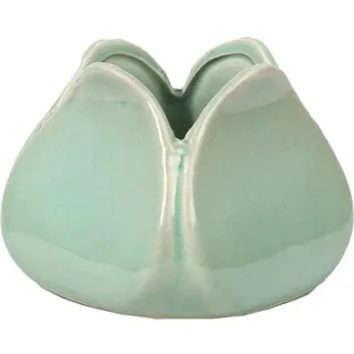 Keramikvase In Blumenform, Türkis, 10 X 8 Cm