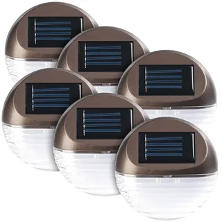 6er-Set Solar-LED-Zaunleuchten für Hauswand & Treppe, IP44