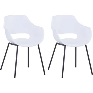 Schalenstuhl SIT Stühle Gr. B/H/T: 51 cm x 85 cm x 57,5 cm, 2 St., Metall, weiß (weiß, schwarz) Schalenstühle