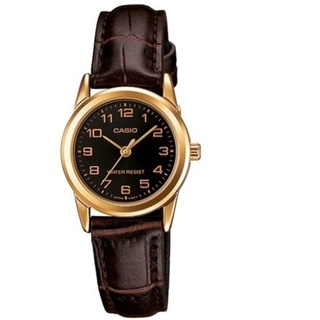 CASIO Damen Analog Quarz Uhr mit Leder Armband LTP-V001GL-1
