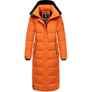 Navahoo Damen Wintermantel warmer Steppmantel lang mit abnehmbarer Kapuze Isalie Orange Gr. L - L