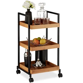 Relaxdays Servierwagen braun, schwarz 37,0 x 34,0 x 69,5 cm