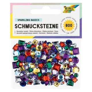 Folia Bastelset Schmucksteine Sparkling Basics, 800 Stück, farbig sortiert, ab 8 Jahre