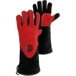 VW Collection - Volkswagen Grillhandschuhe-Ofen-Back-BBQ-Handschuhe, Schweißhandschuhe Hitzebeständig T1 Bus (Rot & Schwarz)