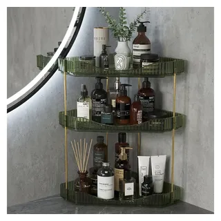 Lifewit Badaccessoire-Set 3 Stufen Schminktisch Organizer, Eck-Mehrzweck-Regal für Parfüm grün