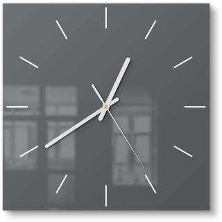 DEQORI Glasuhr | 30x30 cm | Unifarben - Dunkelgrau | ausgefallene leise Design Uhr aus Glas | Wanduhr für Wohnzimmer & Küche | Moderne Hingucker Uhr für die Wand