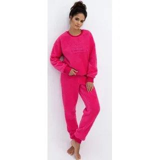 Sensis Loungeanzug Schlafanzug Pyjama warm kuschelig, dezenter Schriftzug vorn rosa M