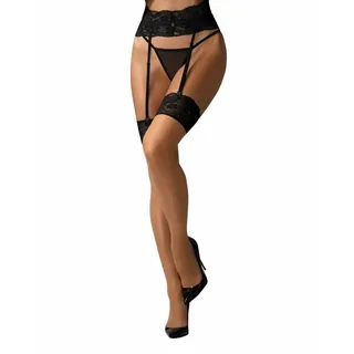 Obsessive Nutris Straps-Strümpfe Hautfarben Hell/Schwarz M/L