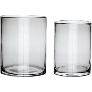 Hübsch Vase Zylinder grau 2 St.