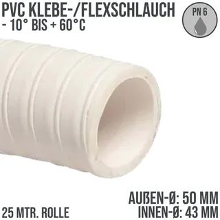 50 x 43 mm PVC Klebe Flex Spiral Spa Schwimmbad Pool Schlauch weiss PN 6 bar - 2...