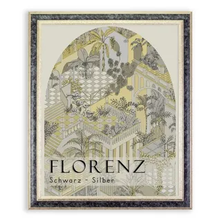 Einzelrahmen Bilderrahmen Florenz, (1 Stück), 50x75 cm, Schwarz Silber, Holz schwarz|silberfarben 50 cm x 75 cm
