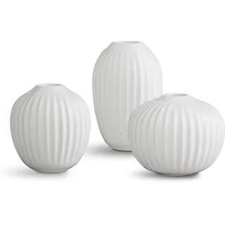 Kähler Design - Hammershøi Vase Miniatur Vasen 3 Stck. dänisches Handarbeit, Weiss