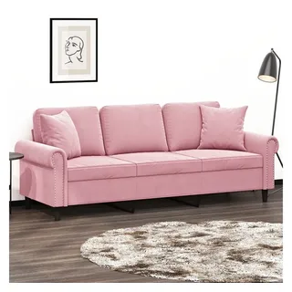 vidaXL Couch Samt 3-Sitzer Rosa