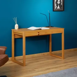 Idimex Schreibtisch NOAH mit 2 Schubladen aus Massivholz in Eiche farben. Robuste Computertische, möbel für arbeitszimmer, Arbeitstisch mit Stauraum, büromöbel