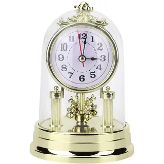 Tischuhr Vintage, Nostalgie Tischuhren Retro Wecker Standuhr Dekowecker Ohne Ticking, für Schreibtisch Regal Wohnzimmer Badezimmer Dekoration 11 x 17 cm(Gold)