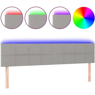 vidaXL LED Kopfteil Hellgrau 180x5x78/88 cm Stoff