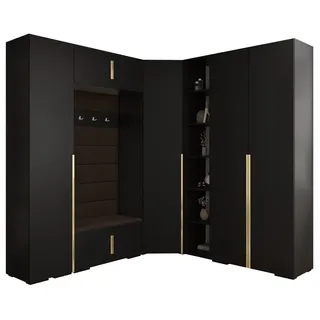 ABIKS MÖBEL Kompaktgarderobe INOVA 1 SATZ 2 Möbelset, Garderobe mit Kleiderstange und Regalen schwarz