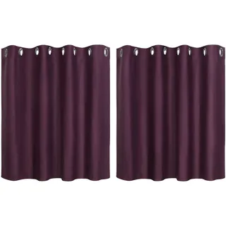 PiccoCasa 2er Set Gardine für Küche Polyester Scheibengardine Kurzgardine Blickdicht Kleine Gardine Burgund 90H x 132B cm