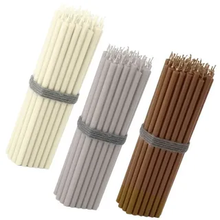NKlaus Formkerze 150x Stabkerzen 16cm – Creme Grau Braun – dünn bunt
