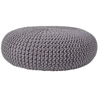 Homescapes Strick-Pouf, Grau, Textil, Uni, Rund, 70x23x70 cm, Wohnzimmer, Hocker, Poufs