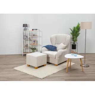 Home Affaire Ohrensessel Oliver Polyester 92 x 103 x 93 cm Beige mit Hocker