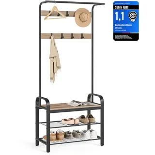 VASAGLE Garderobenständer 4-in-1 Kamelbraun