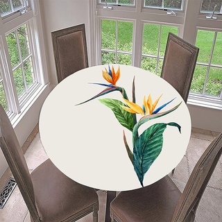 FANSU 3D Runde Tischdecke Abwaschbar, Blumen Wasserdicht Elastische Lotuseffekt Tischdecken Fleckschutz Abwischbar Tischtuch für Outdoor Küchentisch Garten (Einfachheit,Durchmesser 120cm)