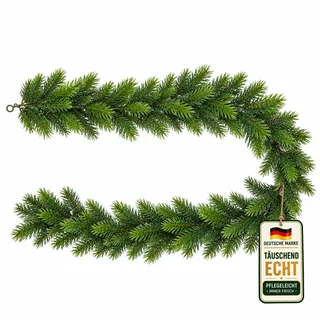 Seidenblumen Roß künstliche Tannengirlande aus Kunststoff 175cm DP | künstliche Tannenzweige Girlande, für Indoor & Outdoor, Deko für Weihnachten & Advent, grüne Kunstgirlande wie echt