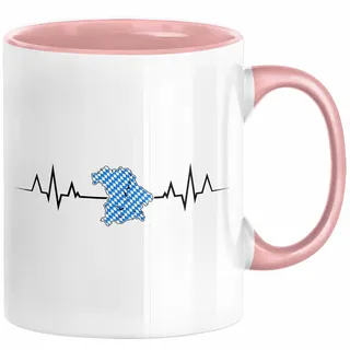 Bayern Tasse Geschenk Bayrische Liebe Geschenkidee München Herzschlag Tasse Kaffee-Becher Krug (Rosa)
