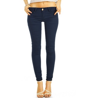 be styled Röhrenhose Low Waist Jeans Hüftjeans Röhrenjeans Skinny Hosen - Damen - j16m-1 mit Stretch-Anteil, unifarben, low waist, hüftig blau