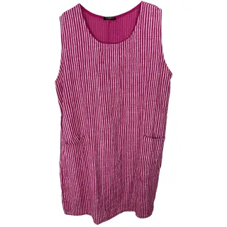 Kleid ohne Ärmel Sommerkleid lang aus Baumwolle gestreift Knielang Strandkleid mit Taschen Made in Italy - 38-44