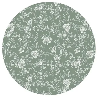 Bilderdepot24 Teppich Vinyl Wohnzimmer Schlafzimmer Flur Küche Muster Vintage, rund - grün glatt, nass wischbar (Küche, Tierhaare) - Saugroboter & Bodenheizung geeignet grün 140 cm x 140 cm
