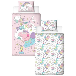 Peppa Pig offiziell Lizenziertes Bettwäsche-Design Einzel-Duvet-Bezug-Set | Wendbares 2-seitiges Bettzeug einschließlich passendem Kissenbezug | Perfekt für das Kinderzimmer | Polycotton