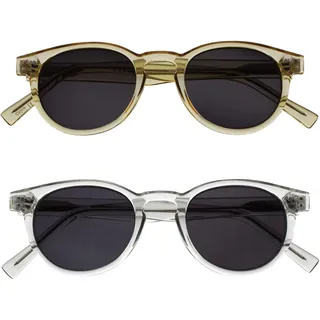 OPULIZE Rox 2er-Pack Super Stylisch Transparente Gold Klar Damen Herren Sonnen-Leser Lesebrille UV400 Runden Lesehilfe SS89-9C +2,50